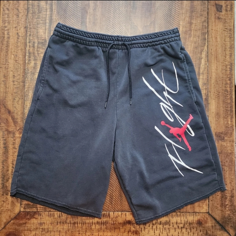 Vintage Air Jordan Fleece Flight Script Logo Shorts Mens Size XL Black